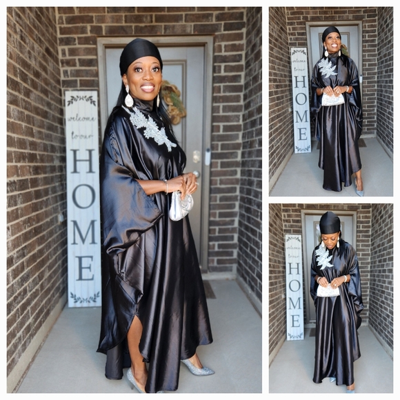 NWOT Abaya Black with Silver Embellishments - Picture 1 of 2